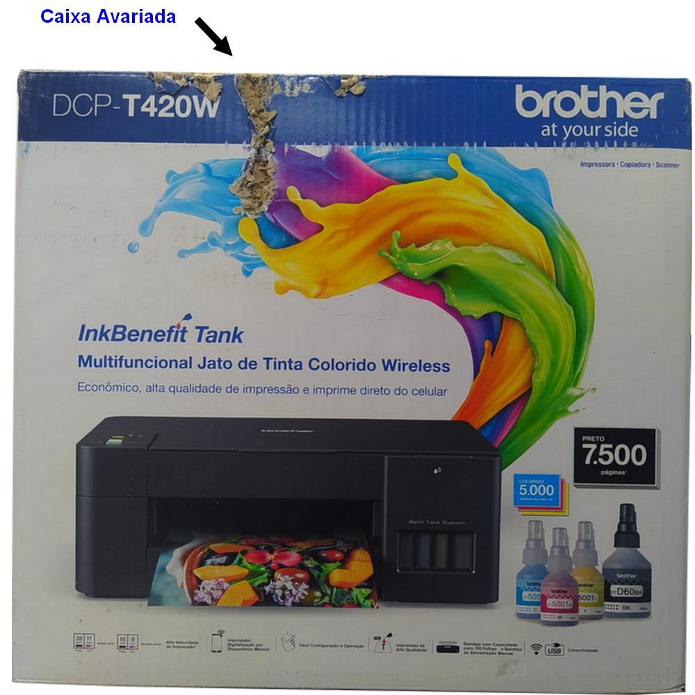 Multifuncional Brother DCPT420W A4 Tanque de Tinta Até 35ppm Até 6000dpi  USB/WIFI CAIXA AVARIADA - Revenda Yakao - RGD Informática