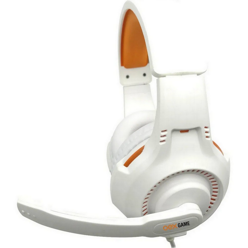 Fone de Ouvido Gamer Headset Gorky OEX Multiplataforma Branco/Laranja  Conexão P3 com Microfone - HS413-W - loja-16564