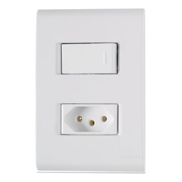 Interruptor 1 Simples 10A Tramontina Liz 57170/044 com 1 Tomada 20A + Espelho 4x2 Branco