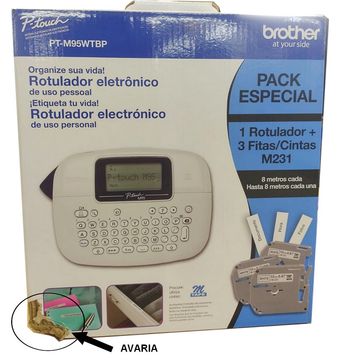 Rotulador Eletrônica Brother PTM95WTBP Branco Vem com 3 Fitas M231 CX AVARIADA