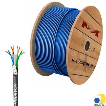 Cabo de Rede Blindado 23AWG Megatron Cat.6 4 Pares Azul 2743 Rolo com 1000 Metros - 100% Cobre Homologado ANATEL