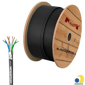 Cabo de Rede Blindado 23AWG Megatron Cat.6 4 Pares Preto 2742 Rolo com 1000 Metros - 100% Cobre Homologado ANATEL
