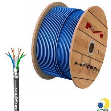 Cabo de Rede Blindado 23AWG Megatron Cat.6 4 Pares Azul 2739 Rolo com 500 Metros - 100% Cobre Homologado ANATEL