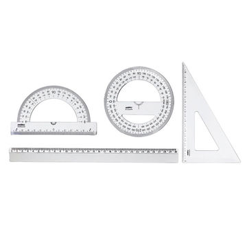 Kit Régua Geométrico Transparente Composto por 1 Régua 30cm, 1 Transferidor 180°, 1 Transferidor 360° e 1 Esquadro 60° - Maxcril - 10130002-SINOP-03