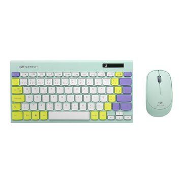 Kit Teclado + Mouse sem Fio Multimídia C3Tech 1200dpi Verde - K-W71GN-SINOP-03