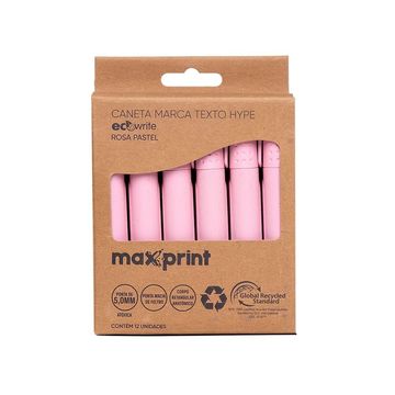 Caneta Marca Texto Ecowrite Hype Rosa Pastel Caixa com 12 Unidades - Maxprint - 70000016-SINOP-03