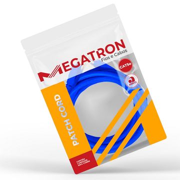 Cabo Patch Cord Cat.5E 2,5 Metros Azul Megatron 920 - 100% Cobre Homologado ANATEL
