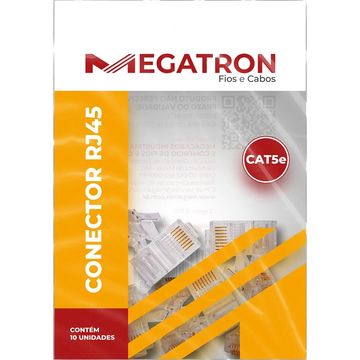 Conector RJ45 Megatron Macho 8x8 Cat5E - Pack com 10 Unidades - 900