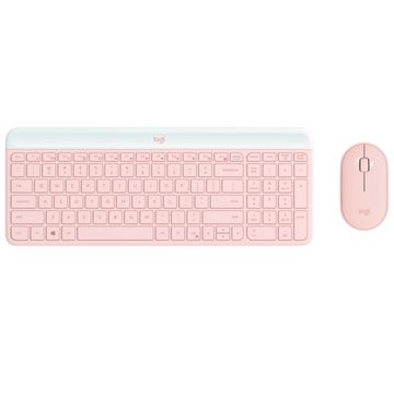Kit Teclado + Mouse sem Fio Logitech MK470 1000dpi Rosa/branco -920-011313