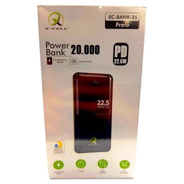 Carregador de Celular Portátil Power Bank 20.000mAh 1 USB 22.5w Preto X-Cell - XC-BANK-35 - P
