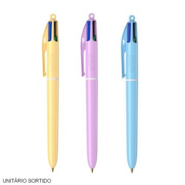 Caneta Esferográfica 1.0mm Média Retrátil Sortido 4 Cores em 1 - Pastel - Bic - Unitário - 606308