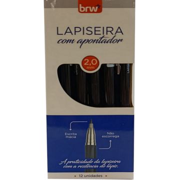 Lapiseira Plástica 2.0mm Preta e Azul Brw - Caixa com 12 Unidades - LP2012