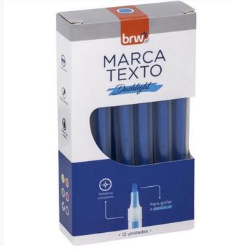 Caneta Marca Texto Azul Dashlight Caixa com 12 Unidades - BRW - CA2205