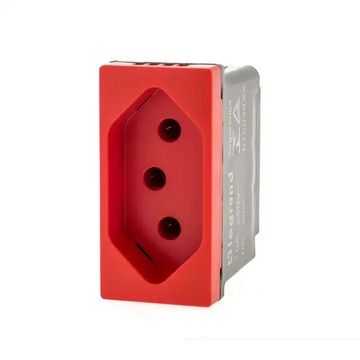 Tomada Módulo 2 Pinos + Terra 20A Pial Plus+ Legrand Vermelho - 615079VM