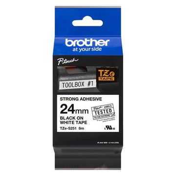 Fita Rotuladora Brother TZES251 Original Ecológica Industrial 24 mm 8 Metros Preto no Branco - TZES251