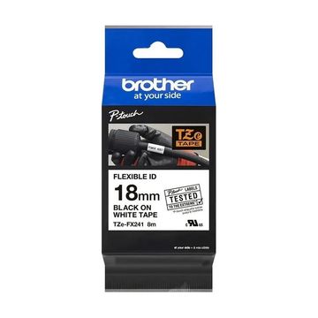 Fita Rotuladora Brother TZEFX241 Original Flexível 18 mm 8 Metros Preto no Branco - TZEFX241