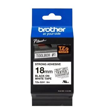 Fita Rotuladora Brother TZES241 Original Ecológica Industrial 18 mm 8 Metros Preto no Branco - TZES241