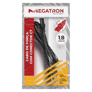 Cabo de Força para Notebook 2 Pinos 1,8 Metros Preto Megatron - 253