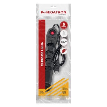 Filtro de Linha Megatron com 5 Tomadas 10A 3 Pinos 1,0 Metro Preto - 31 - 131426