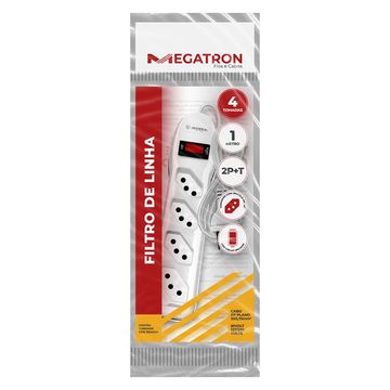Filtro de Linha Megatron com 4 Tomadas 10A 3 Pinos Bivolt 1 Metro Branco - 249 - Circuit Breaker-SINOP-03
