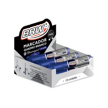 Caneta Quadro Branco Recarregável Caixa com 12 Unidades Azul - BRW - CA6021