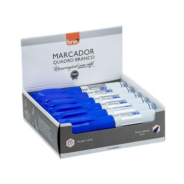 Caneta Quadro Branco Recarregável Caixa com 12 Unidades Azul - BRW - CA6021