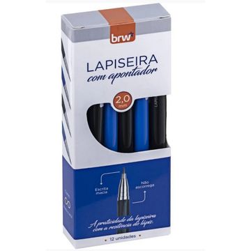 Lapiseira Plástica 2.0mm Preta e Azul Brw - Caixa com 12 Unidades - LP2012