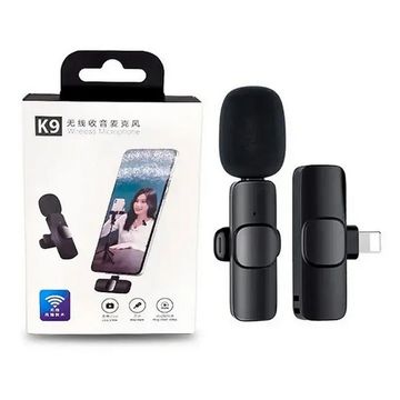 Microfone de Lapela sem Fio para Smartphone Lightning/Iphone Preto - K9 - IP-F1-A