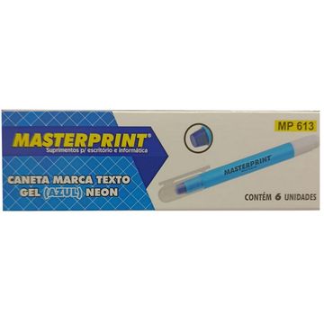 Caneta Marca Texto Gel Azul Caixa com 6 Unidades - Masterprint - MP613