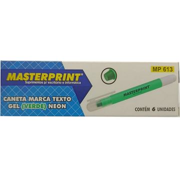 Caneta Marca Texto Gel Verde Caixa com 6 Unidades - Masterprint - MP613