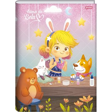 Caderno Brochura Capa Dura Costurado 80 Fls 140x200 Turma da Bela Slime - Unitário - Jandaia - 71689-77
