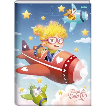 Caderno Brochura Capa Dura Costurado 80 Fls 140x200 Turma da Bela Avião - Unitário - Jandaia - 71689-77