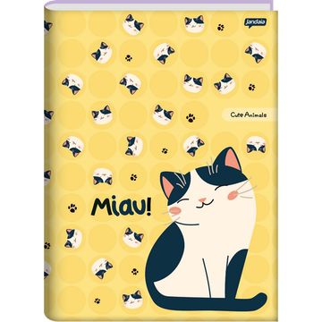 Caderno Brochura Capa Dura Costurado 80 Fls 140x200 Cute Animals Gato - Unitário - Jandaia - 72761-77