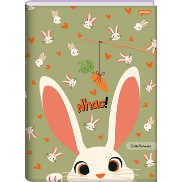 Caderno Brochura Capa Dura Costurado 80 Fls 140x200 Cute Animals Coelho - Unitário - Jandaia - 72761-77
