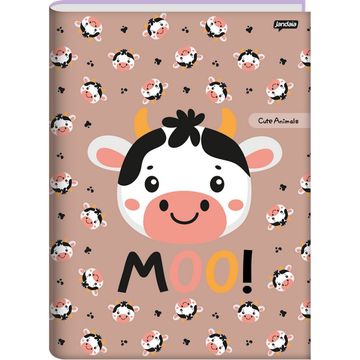 Caderno Brochura Capa Dura Costurado 80 Fls 140x200 Cute Animals Vaca - Unitário - Jandaia - 72761-77