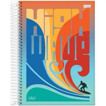 Caderno Universitário Capa Dura Espiral 10 Matérias 200 Fls 200x275 Cali e Malibu High Wave - Unitário - Jandaia - 74716-77