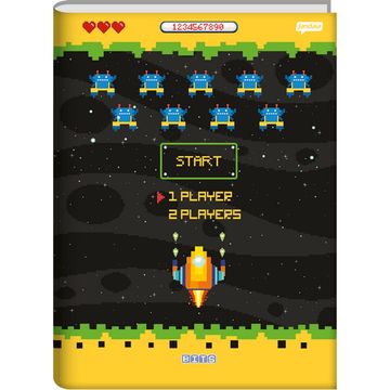 Caderno Brochurão Capa Dura Costurado 80 Fls 200x275 Bits Espaço - Unitário - Jandaia - 72764-77