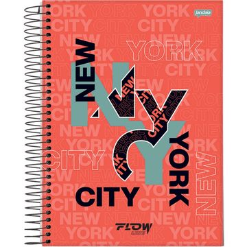 Caderno Universitário Capa Dura Espiral 10 Matérias 160 Fls 200x275 Flow Line New York - Unitário - Jandaia - 68752-88