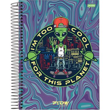 Caderno Universitário Capa Dura Espiral 15 Matérias 240 Fls 200x275 Flow Line Alien - Unitário - Jandaia - 68754-88