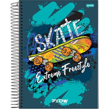Caderno Universitário Capa Dura Espiral 15 Matérias 240 Fls 200x275 Flow Skate - Unitário - Jandaia - 68754-88