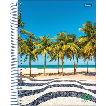 Caderno Universitário Capa Dura Espiral 10 Matérias 200 Fls 200x275 Brasilidade Coqueiro - Unitário - Jandaia - 8144-55