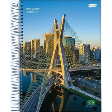 Caderno Universitário Capa Dura Espiral 15 Matérias 300 Fls 200x275 Brasilidade Ponte - Unitário - Jandaia - 8147-55