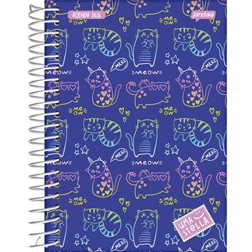 Caderno Universitário Capa Dura Espiral 15 Matérias 240 Fls 200x275 Uma Stella Gatos - Unitário - Jandaia - 68793-88