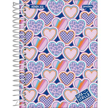 Caderno Universitário Capa Dura Espiral 15 Matérias 240 Fls 200x275 Uma Stella Corações - Unitário - Jandaia - 68793-88