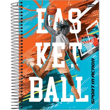 Caderno Universitário Capa Dura Espiral 10 Matérias 160 Fls 200x275 Sport Basquete - Unitário - Jandaia - 68781-88