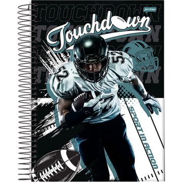 Caderno Universitário Capa Dura Espiral 10 Matérias 160 Fls 200x275 Sport Futebol Americano - Unitário - Jandaia - 68781-88