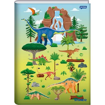 Caderno Brochura Capa Dura Costurado 80 Fls 140x200 Stone Dinossauros - Unitário - Jandaia - 68866-77