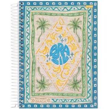 Caderno Universitário Capa Dura Espiral 10 Matérias 160 Fls 200x275 Passaporte Brasil Tapete - Unitário - Jandaia - 76906-26
