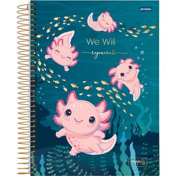 Caderno Universitário Capa Dura Espiral 1 Matéria 80 Fls 200x275 Puppies Axolote - Unitário - Jandaia - 78339-26