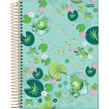 Caderno Universitário Capa Dura Espiral 1 Matéria 80 Fls 200x275 Puppies Sapo - Unitário - Jandaia - 78339-26